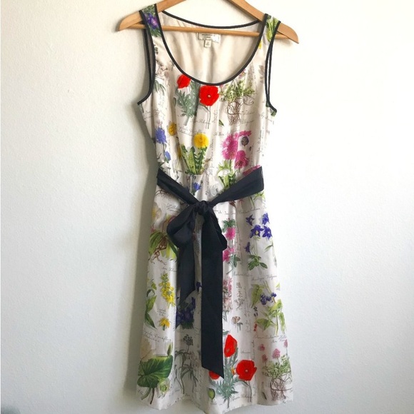 Anthro Moulinette Soeurs 100% Silk Floral Botanical Print A-Line Dress - Picture 9 of 13